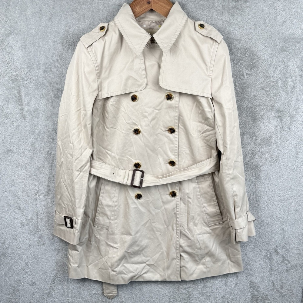 Banana‎ Republic Trench Coat Womens XL Beige Double-Breasted Belted Old Money